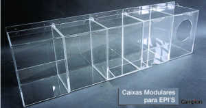 Caixa porta EPI em acrílico modular